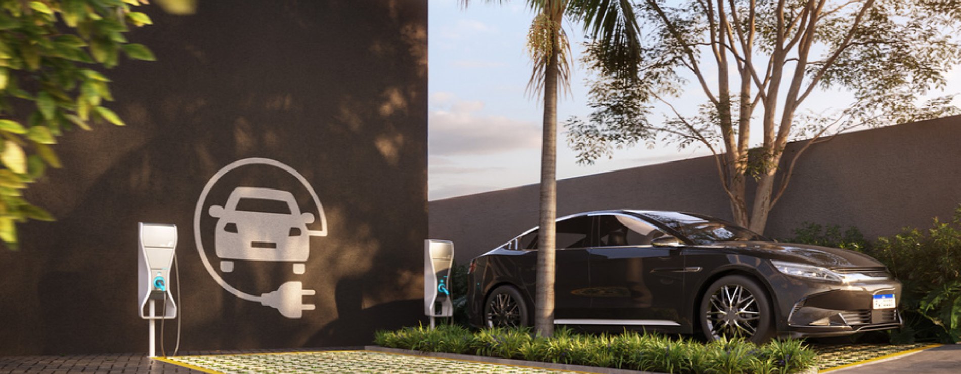 Estação de recarga para carros elétricos junto ao clube